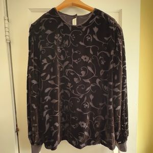 Dana Buckman chocolate brown velvet burnout silk blend blouse, Sz 16